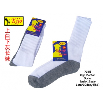 7365 9-13inch UP White Colour Down Black Colour Student Socks